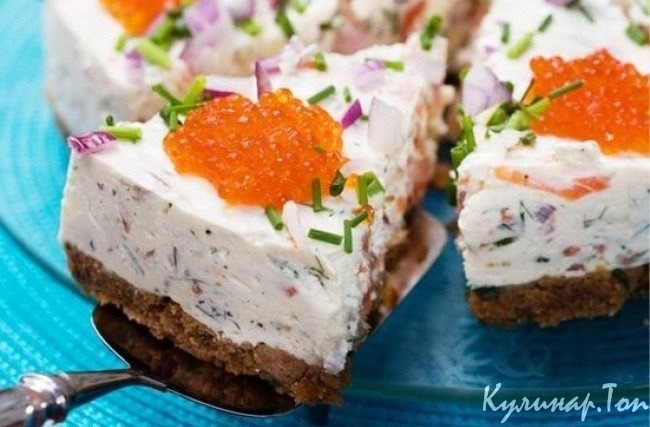 Торт с красной икрой