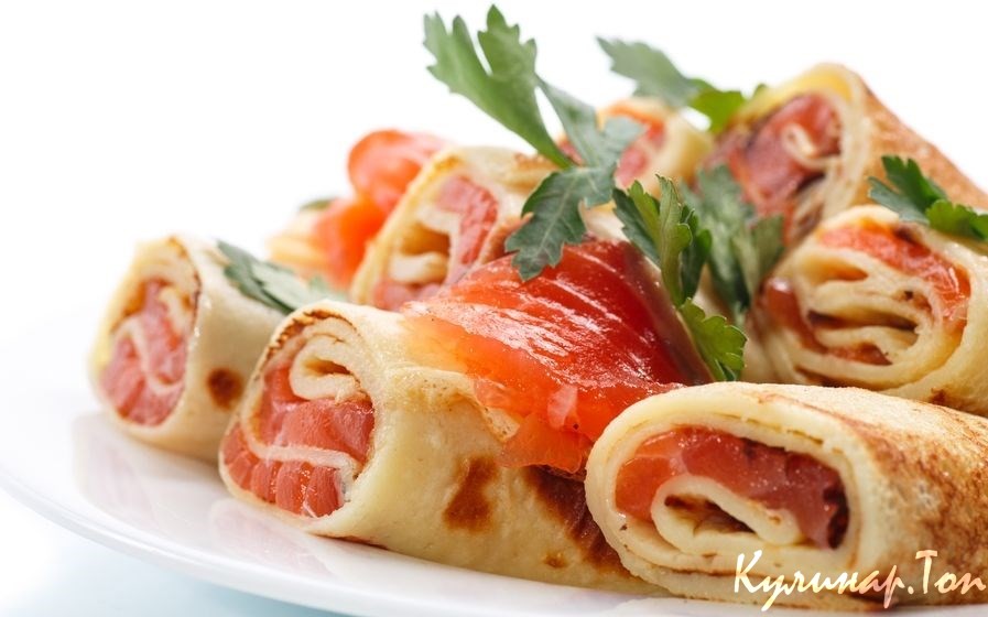 Блинчики с копченой рыбой