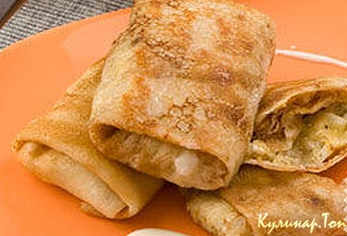 Пшеничные блины с рыбной начинкой Пшеничные блины с рыбной начинкой