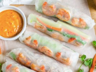 Роллы с овощами и креветками