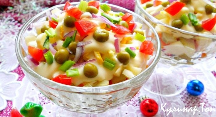 Салат «Мозаика» с копченой рыбой