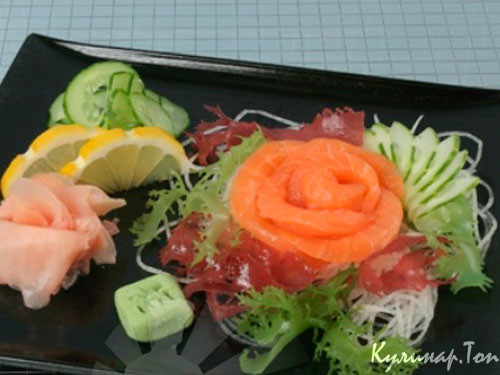 Сашими с семгой и кориандром Сашими с семгой и кориандром
