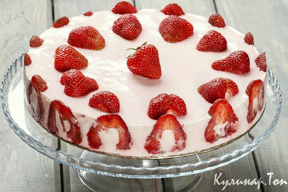 Торт-желе с клубникой