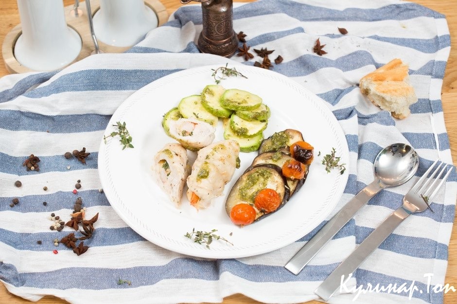 Куриные рулеты с креветками