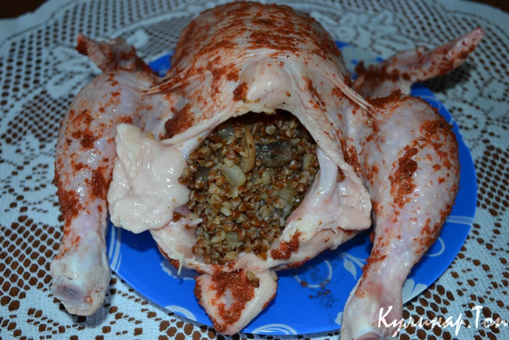 Курица фаршированная гречкой