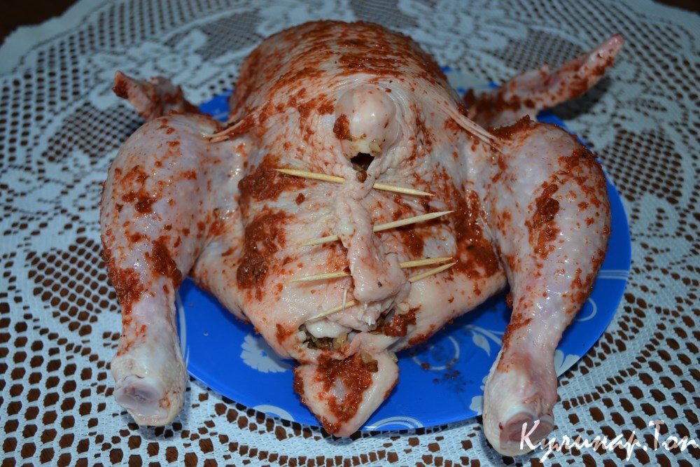 Курица фаршированная гречкой
