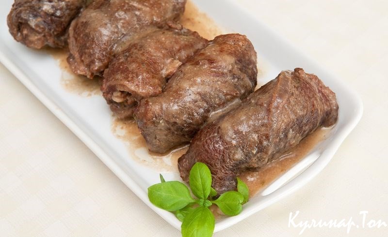 Рулетики из говядины с грибами
