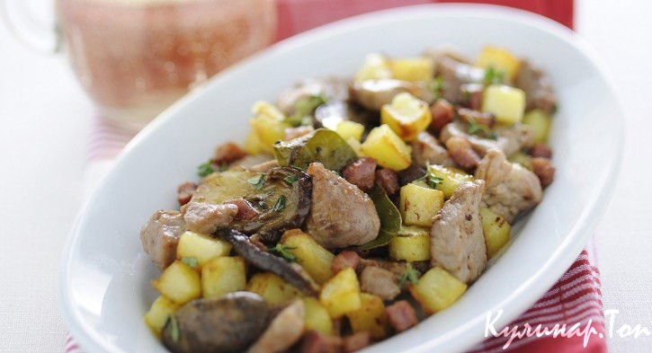 Свинина с картофелем и белыми грибами