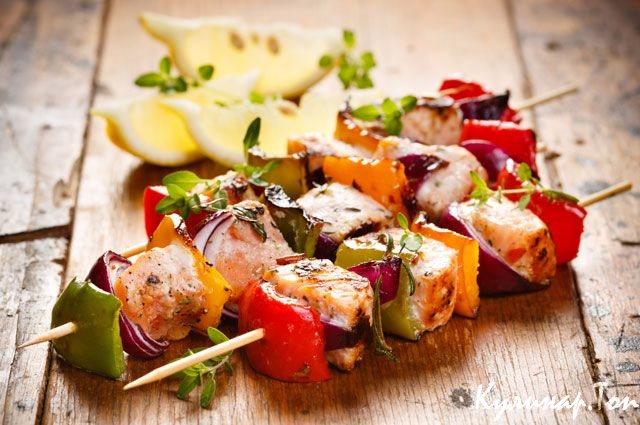 Шашлык из карпа с ананасами