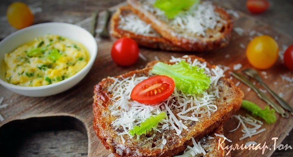 Гренки с помидорами и сыром к завтраку