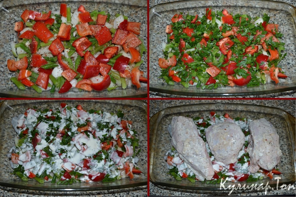 Курица с шампиньонами и овощами