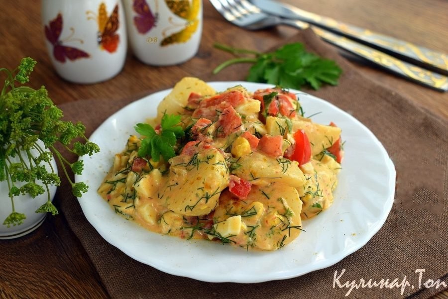 Пряный картофельный салат с укропом