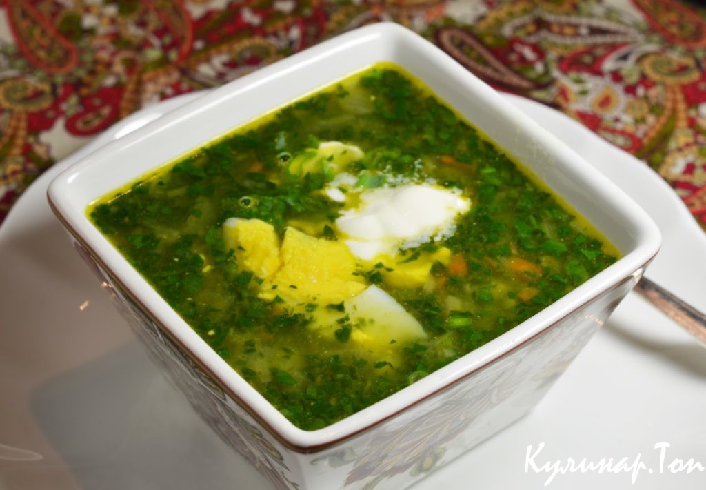 Суп со шпинатом на мясном бульоне