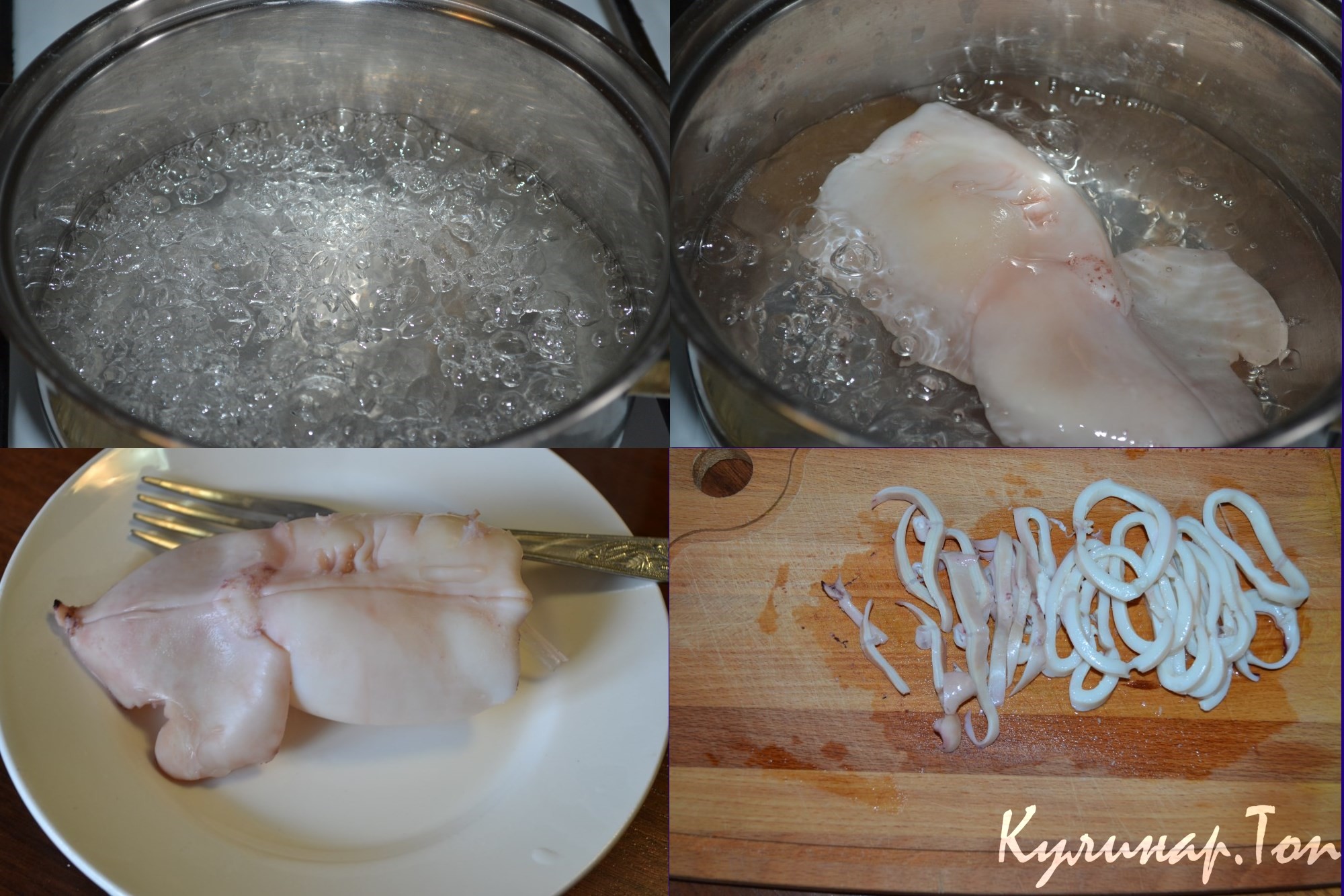 Пицца с грибами и кальмаром