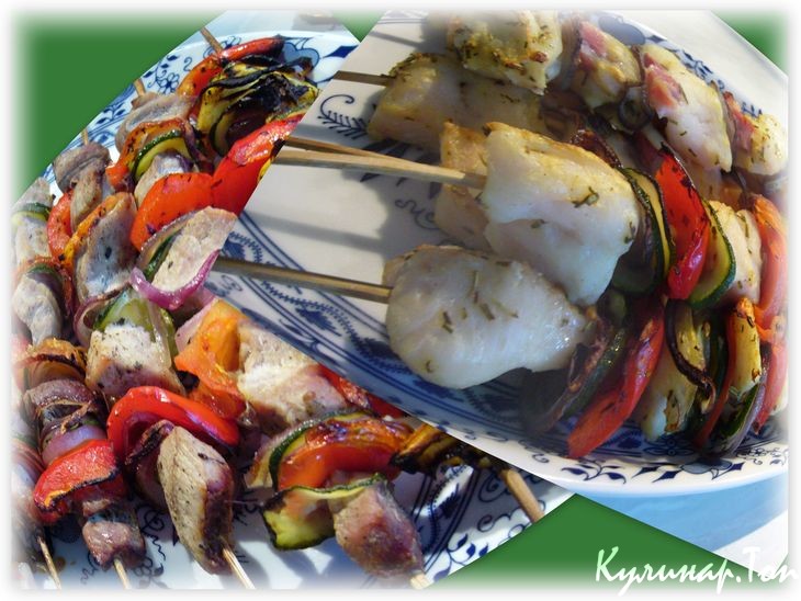 Шашлык ассорти с овощами