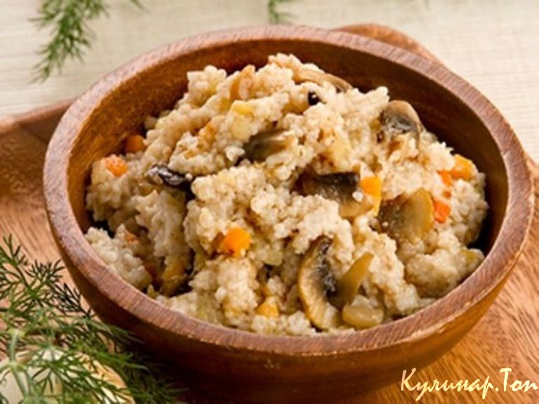 Каша ячневая, запеченная с грибами