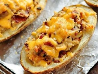 Печеный картофель с сыром и грибами