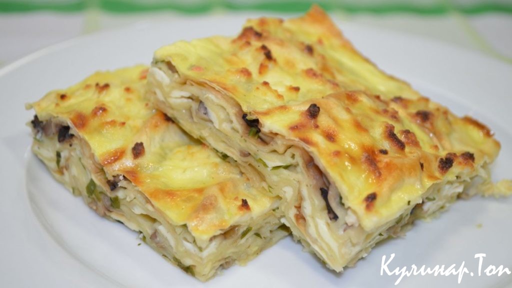 Пирог из лаваша с курицей и зеленью
