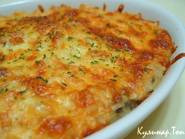 Запеканка из языка с овощами и сыром