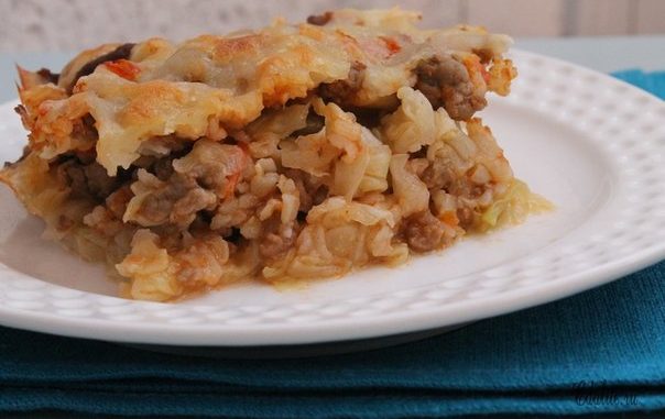 Запеканка с говядиной, бурым рисом и капустой Запеканка с говядиной, бурым рисом и капустой