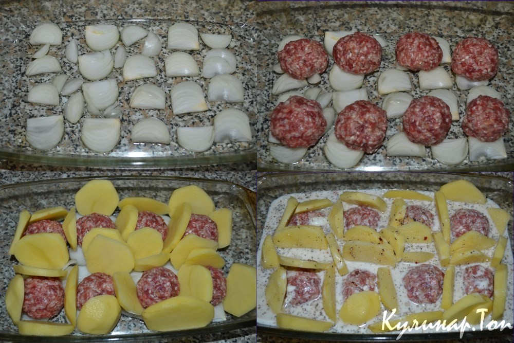 "Ежики" с картофелем в сметанном соусе