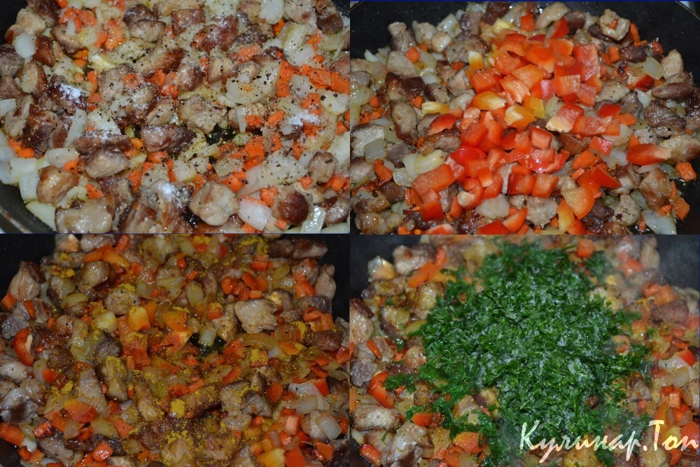 Перловка со свининой и овощами