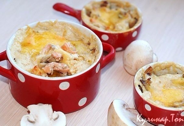 Рыба, запеченная с грибами
