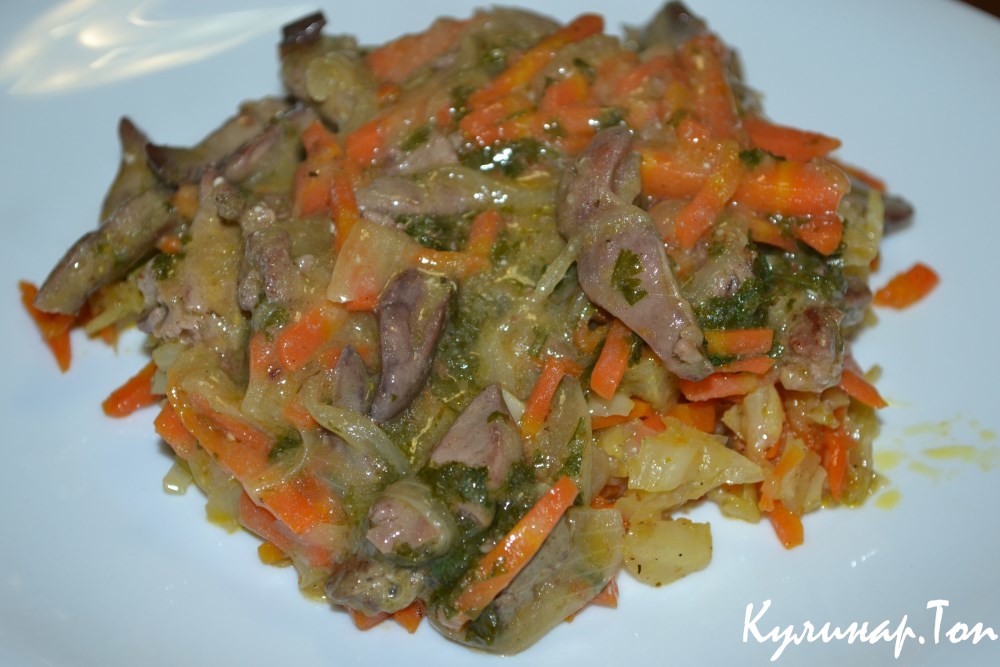 Куриная печень в майонезном соусе