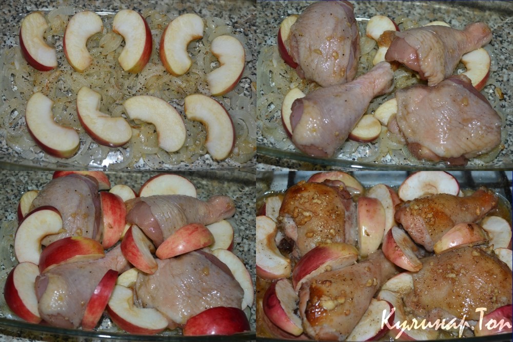 Курица с яблоками