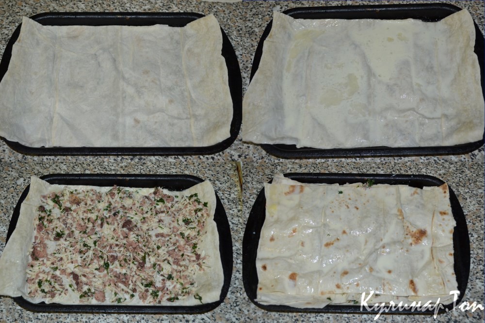 Пирог из лаваша с тунцом и сыром