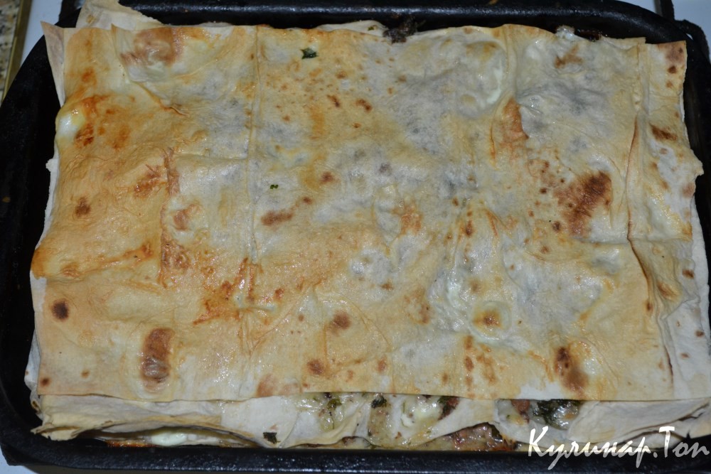 Пирог из лаваша с тунцом и сыром