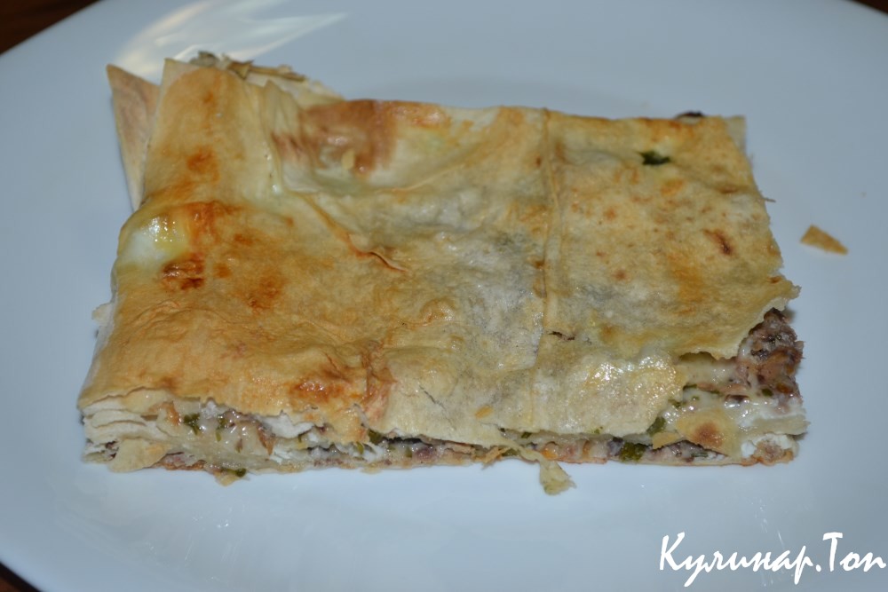 Пирог из лаваша с тунцом и сыром