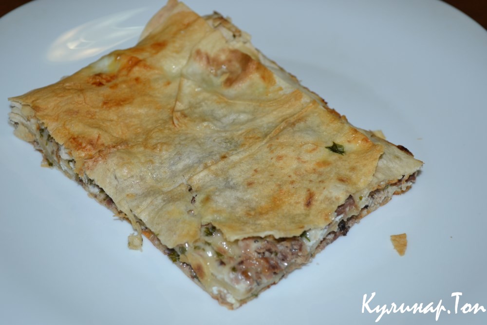 Пирог из лаваша с тунцом и сыром