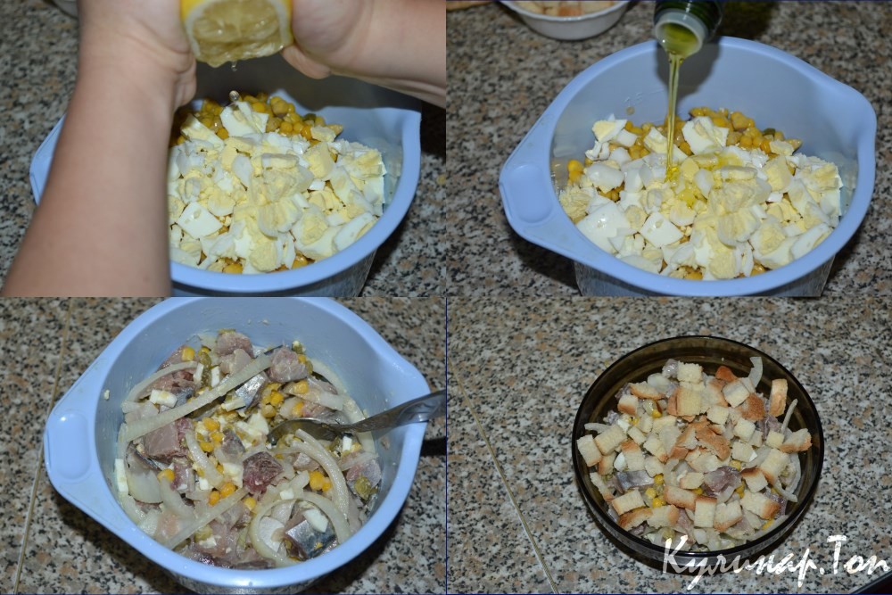 Салат со скумбрией и кукурузой