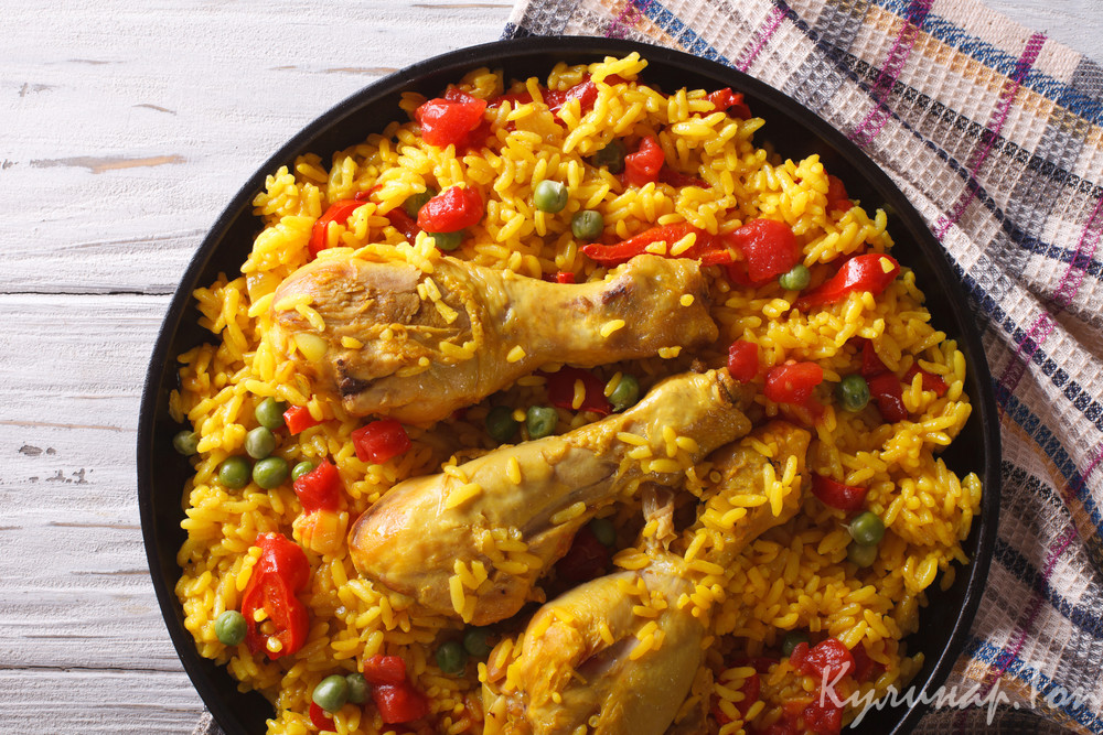 Курица с рисом и овощами по-каталонски