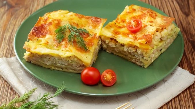 Лазанья с индейкой и соусом песто Лазанья с индейкой и соусом песто