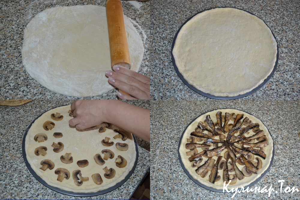 Пицца с грибами и шпротами