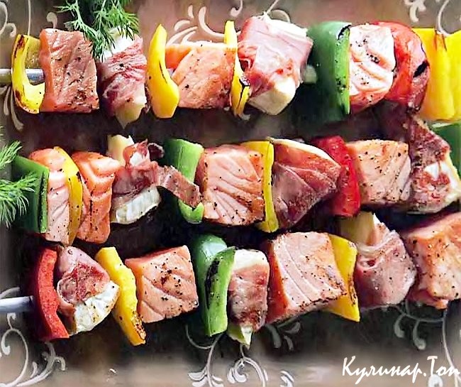 Шашлычки из семги с камамбером