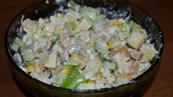 Салат с курицей, грибами и кукурузой-05 Салат с курицей, грибами и кукурузой
