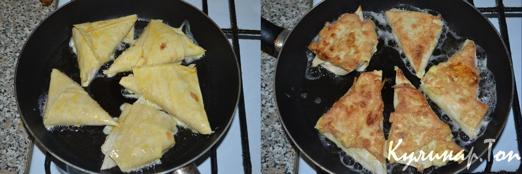 Треугольники с сыром и колбасой
