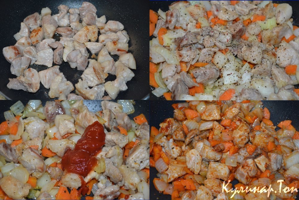 Жаркое из свинины с картофелем в горшочках