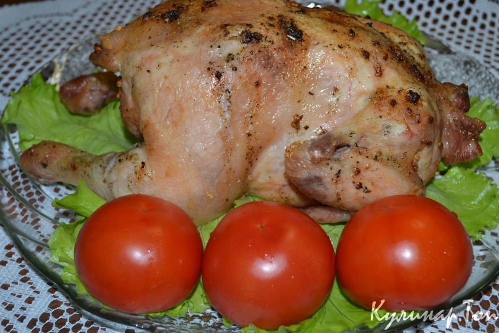 Запеченная курица с чесноком и травами