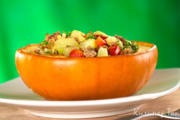 Фаршированная тыква с мясом и овощами