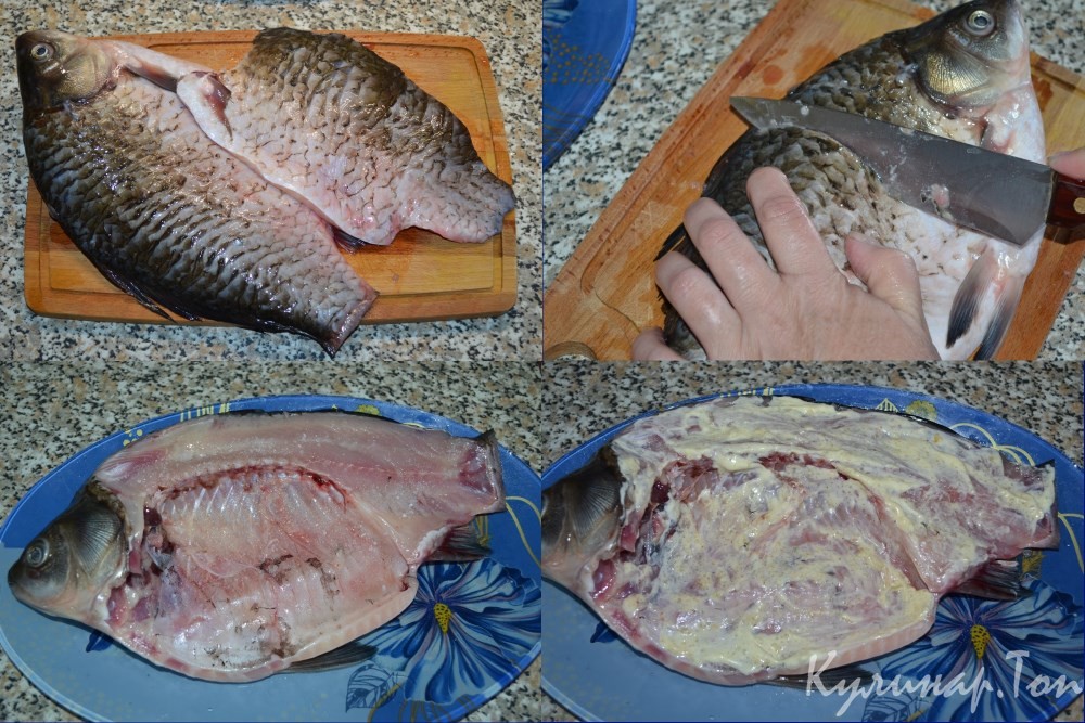 Карась с лимоном, запеченный в духовке