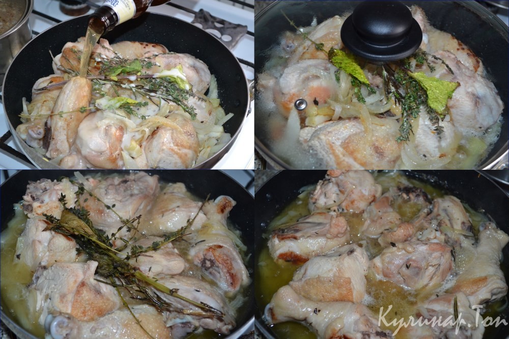 Курица, тушеная в пиве