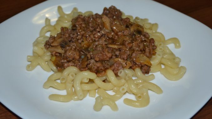 Паста с мясным фаршем и грибным соусом-07 Паста с фаршем и грибами