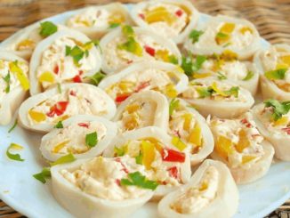 Кальмары, фаршированные сладким перцем и сыром