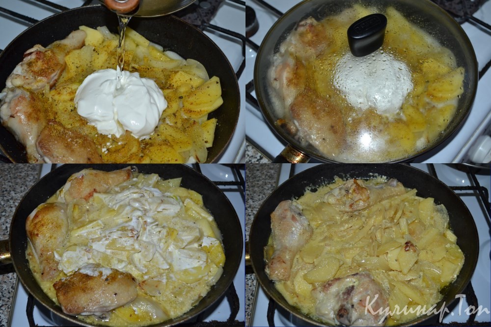 Курица с картофелем в сметане