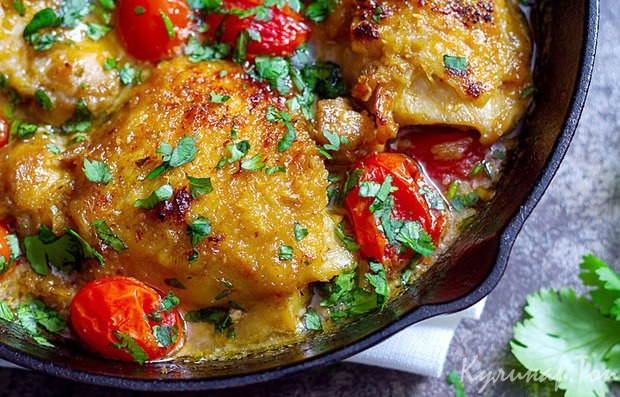 Пряная курица с чесноком
