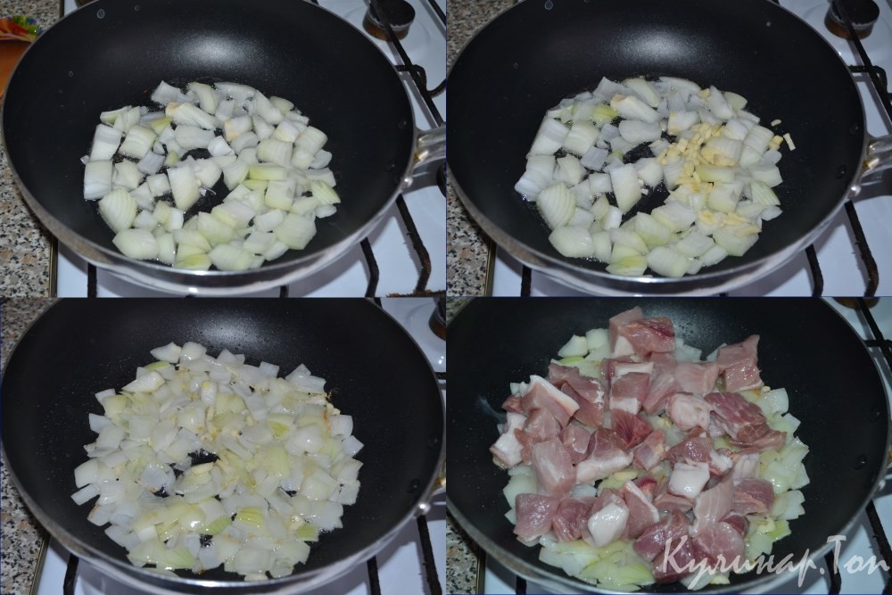 Свинина с картофелем и бананом